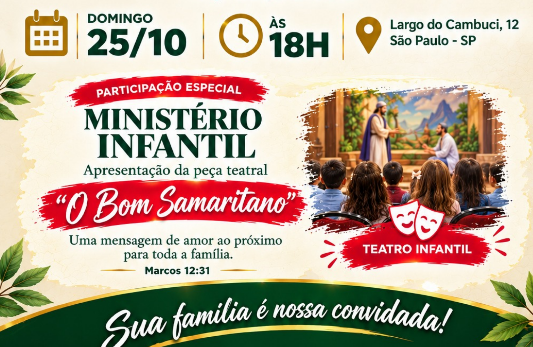 Teatro Infantil O Bom Samaritano, domingo 25/10 às 18h